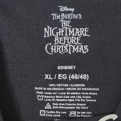 Disney Nightmare Before Christmas Jack Skellington Graphic T-Shirt XL Black - Thumbnail 7