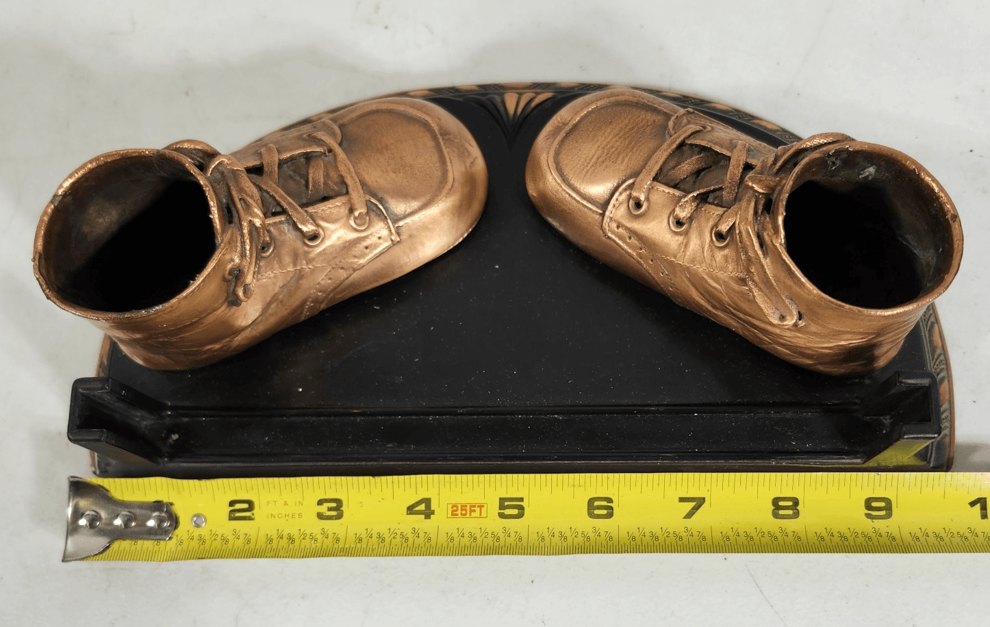 Vintage Baby Shoes Picture Frame Bronze Tone Keepsake Nursery Decor Display - Thumbnail 9