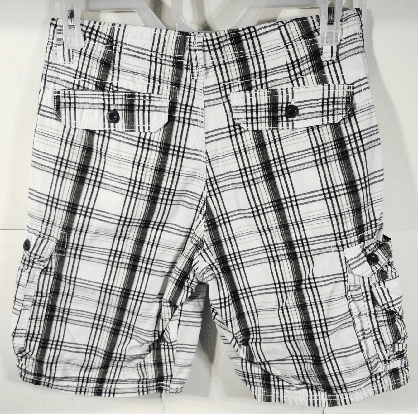 Lee Dungrees Men's Size 32 Cargo Shorts White Black Plaid - Thumbnail 6