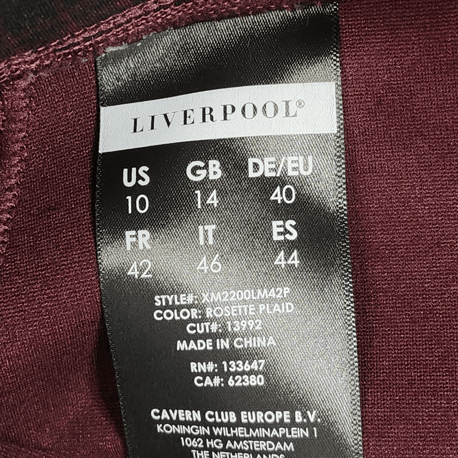 Liverpool Pull On Skinny Pants Womens Size 10 Red Black Plaid Flat Front - Thumbnail 8