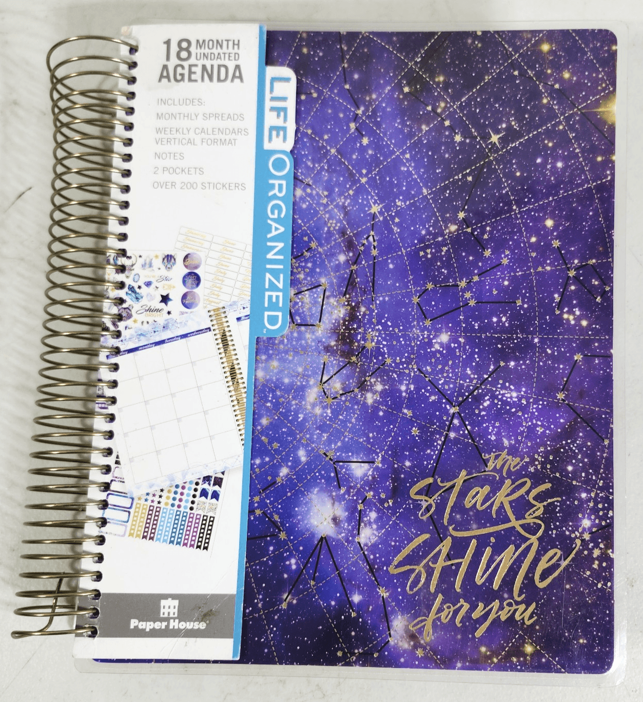 18 Month Undated Agenda Planner Calendar Notebook The Stars Shine For You - Thumbnail 2