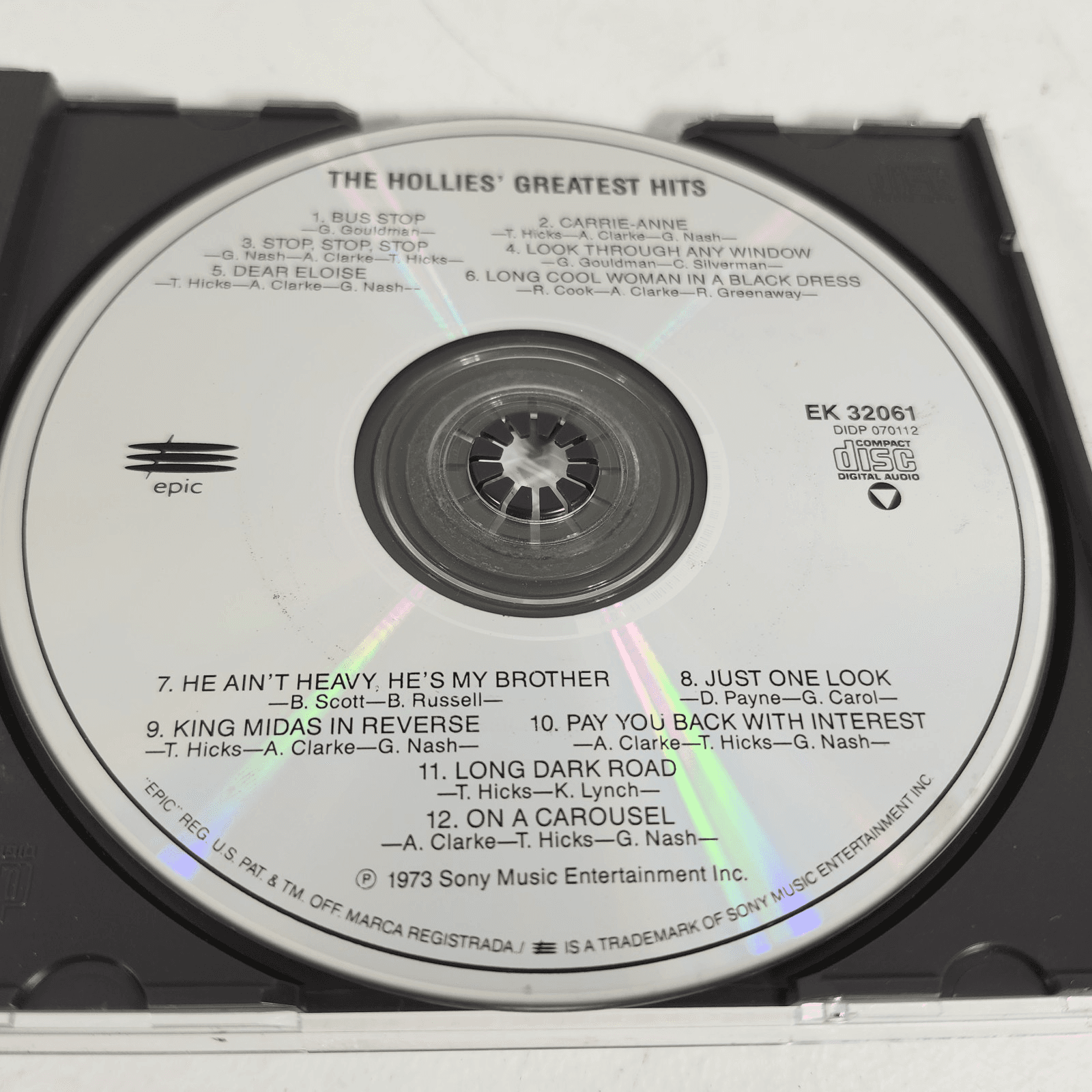 The Hollies' Greatest Hits Music CD 1986 Epic - Thumbnail 2