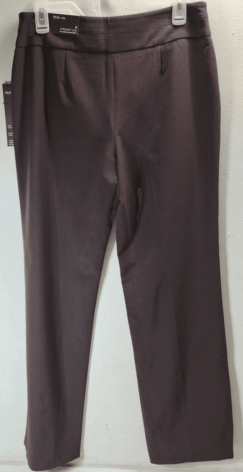 Style & Co Pants Mid Rise Straight Leg Size 6 Brown Work Core Cruise Classic NEW - Thumbnail 6