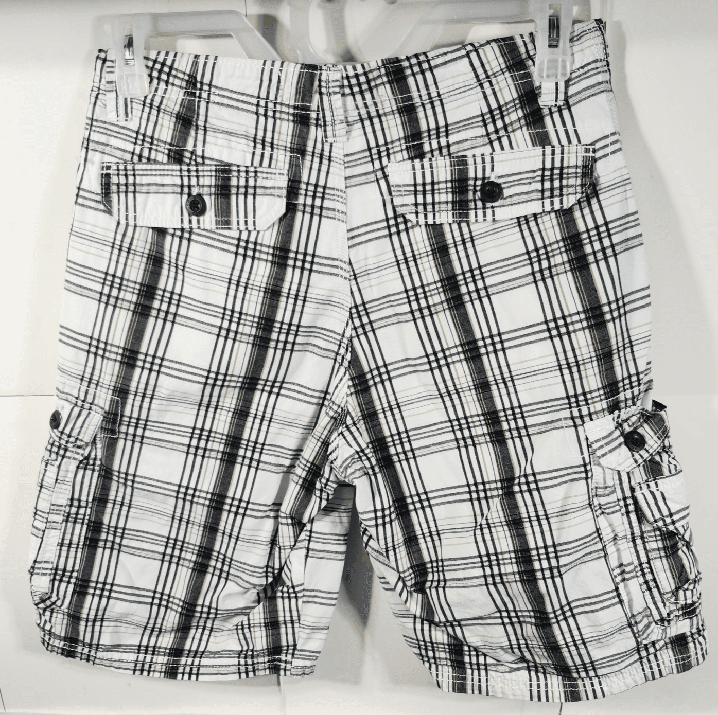 Lee Dungrees Men's Size 32 Cargo Shorts White Black Plaid - Thumbnail 4