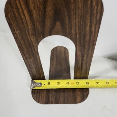 VTG 60s Wood Grain Bookends Industrial Metal School Library Shelf 2 Set - Thumbnail 7