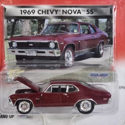 Johnny Lightning 1/64 Scale 204-02 Muscle Cars 1969 Chevy Nova SS Red Toy - Thumbnail 2