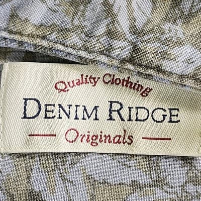 Denim Ridge Shirt Men's L Button Up Short Sleeve Leaf Pattern - Thumbnail 7