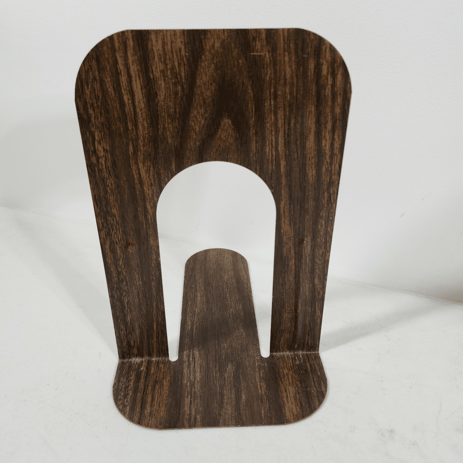 VTG 60s Wood Grain Bookends Industrial Metal School Library Shelf 2 Set - Thumbnail 6