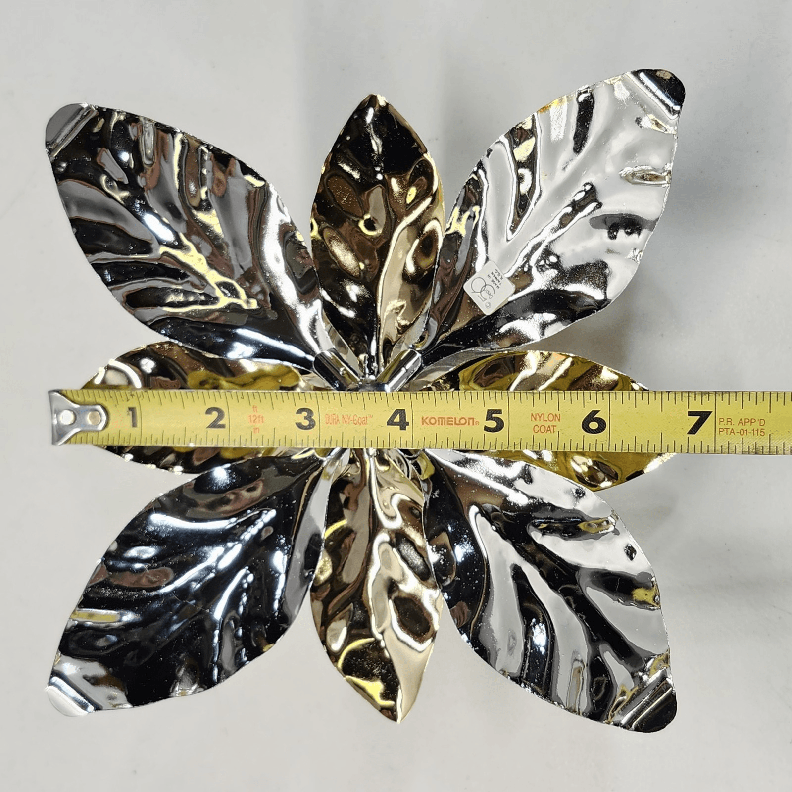 Dept 56 Christmas Poinsettia Taper Gold Silver Shiny Metal Holiday Candle Holder - Thumbnail 11