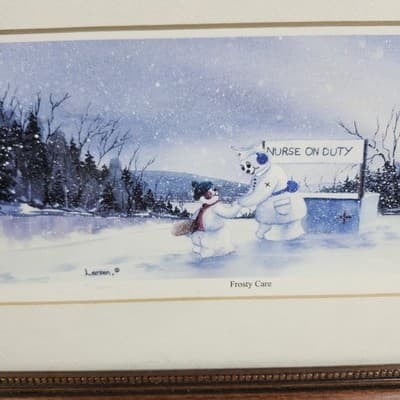 Dan Larsen Snow People Framed Picture Wall Art Frosty Care 15" X 10" Home Decor - Thumbnail 5