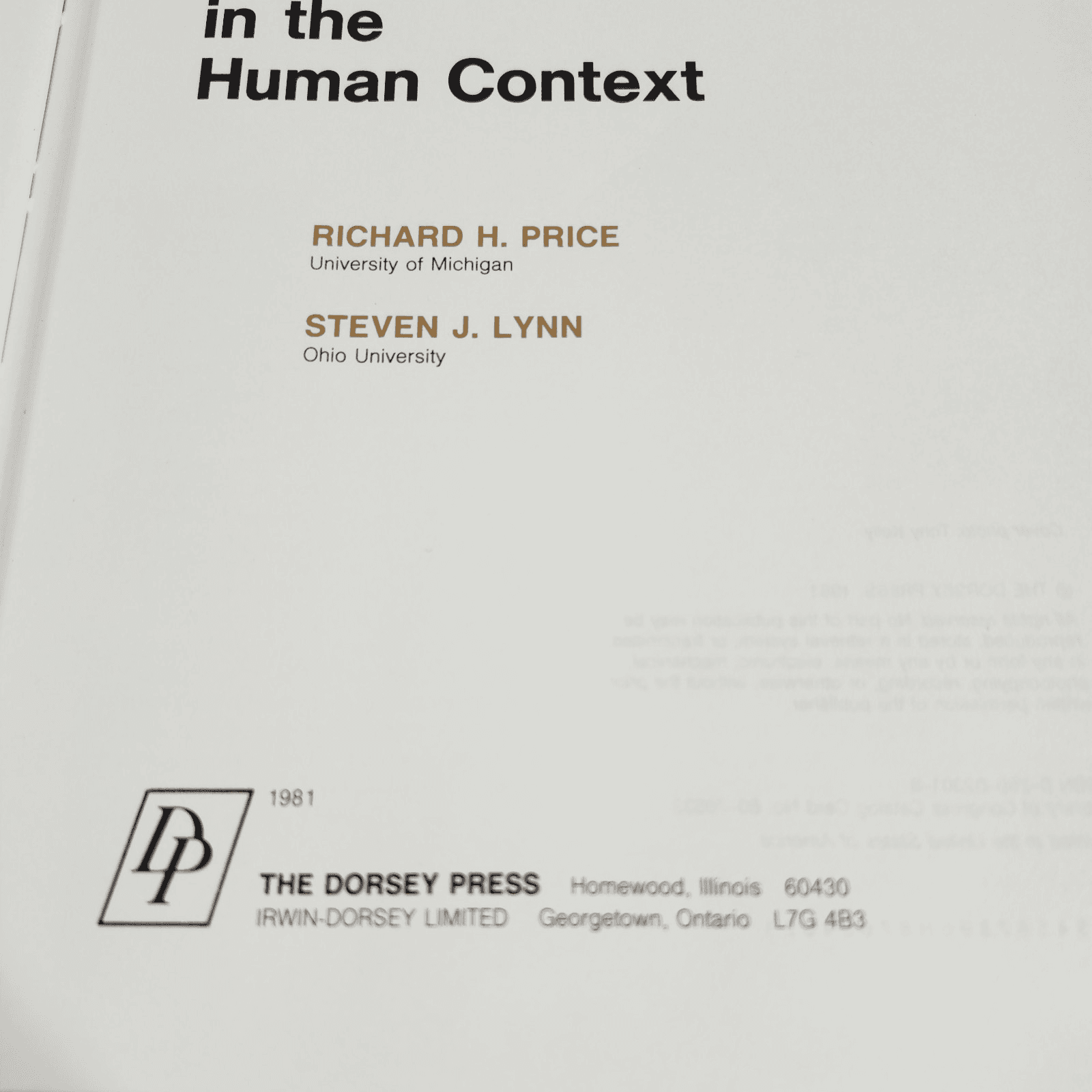 Abnormal Psychology by Price And Lynn Hardcover Book - Thumbnail 3