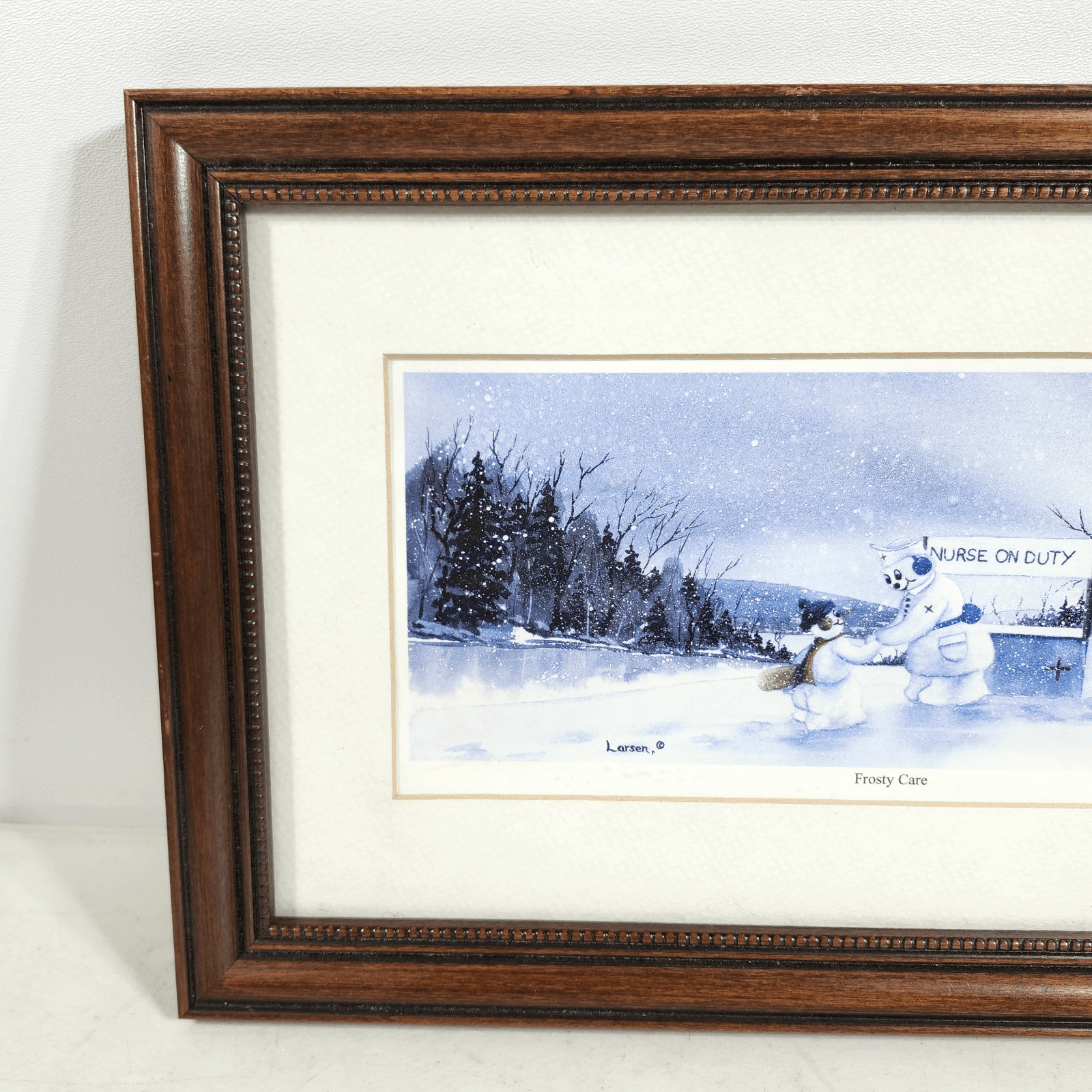Dan Larsen Snow People Framed Picture Wall Art Frosty Care 15" X 10" Home Decor - Thumbnail 3