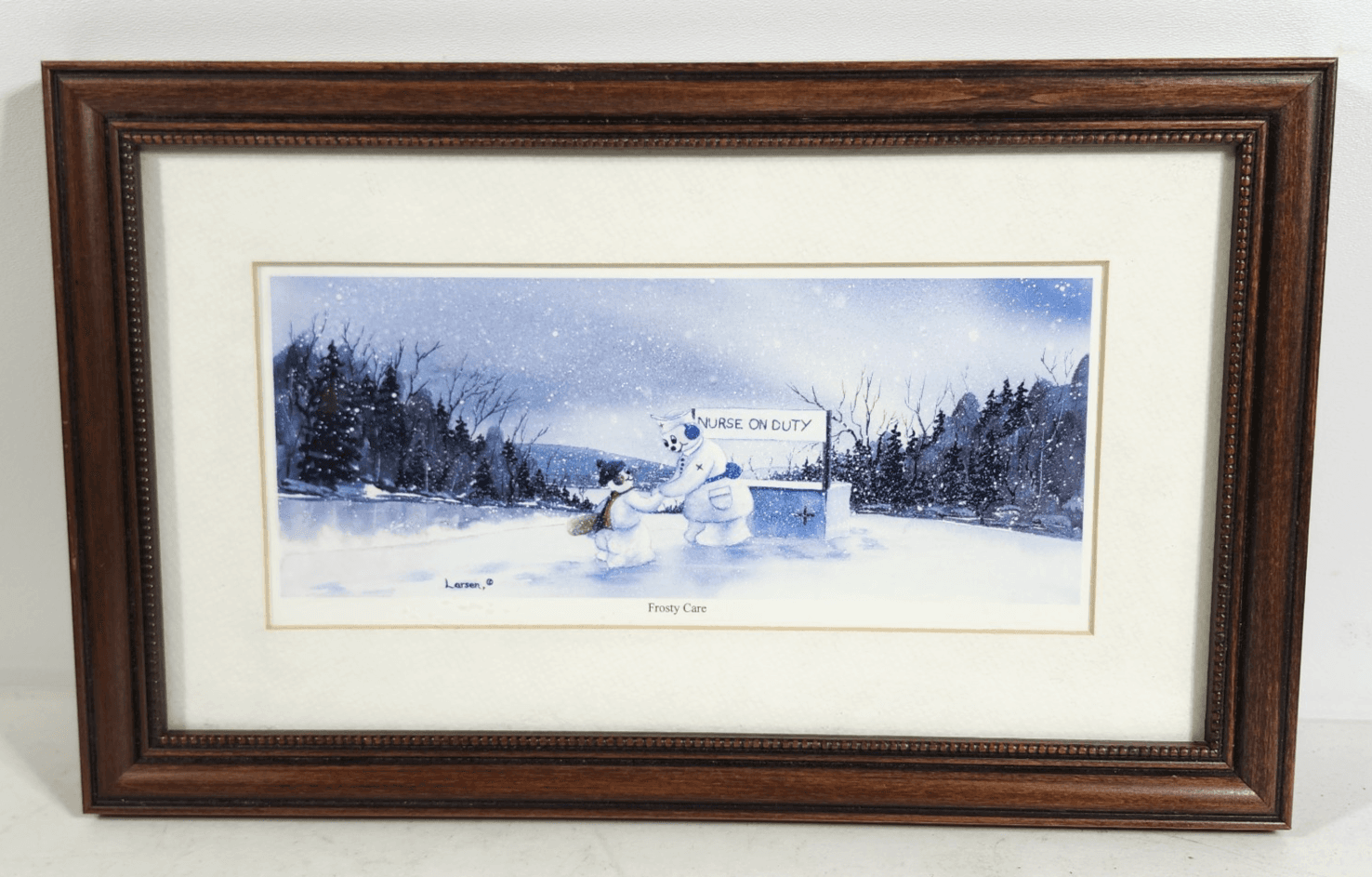 Dan Larsen Snow People Framed Picture Wall Art Frosty Care 15" X 10" Home Decor - Thumbnail 2