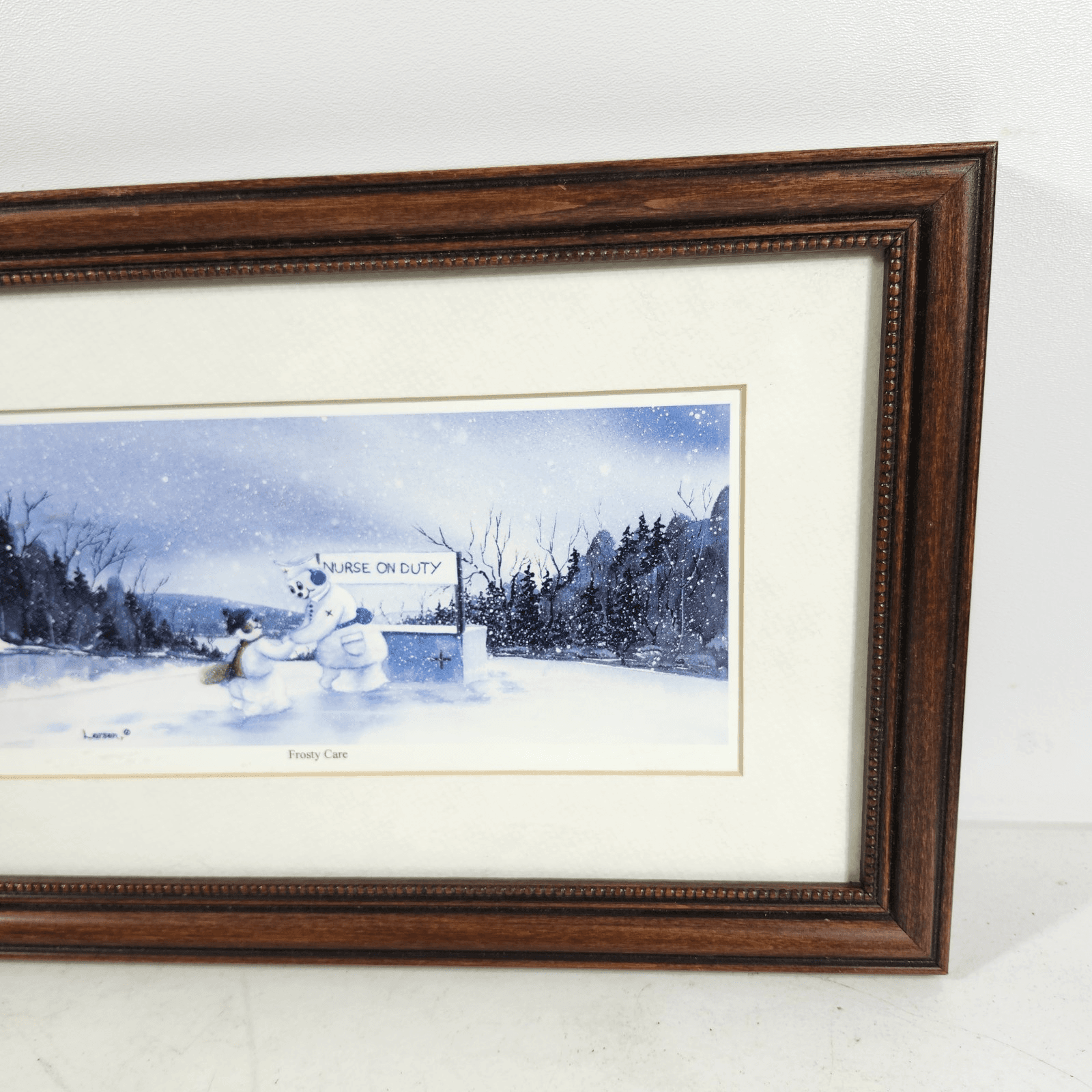 Dan Larsen Snow People Framed Picture Wall Art Frosty Care 15" X 10" Home Decor - Thumbnail 4