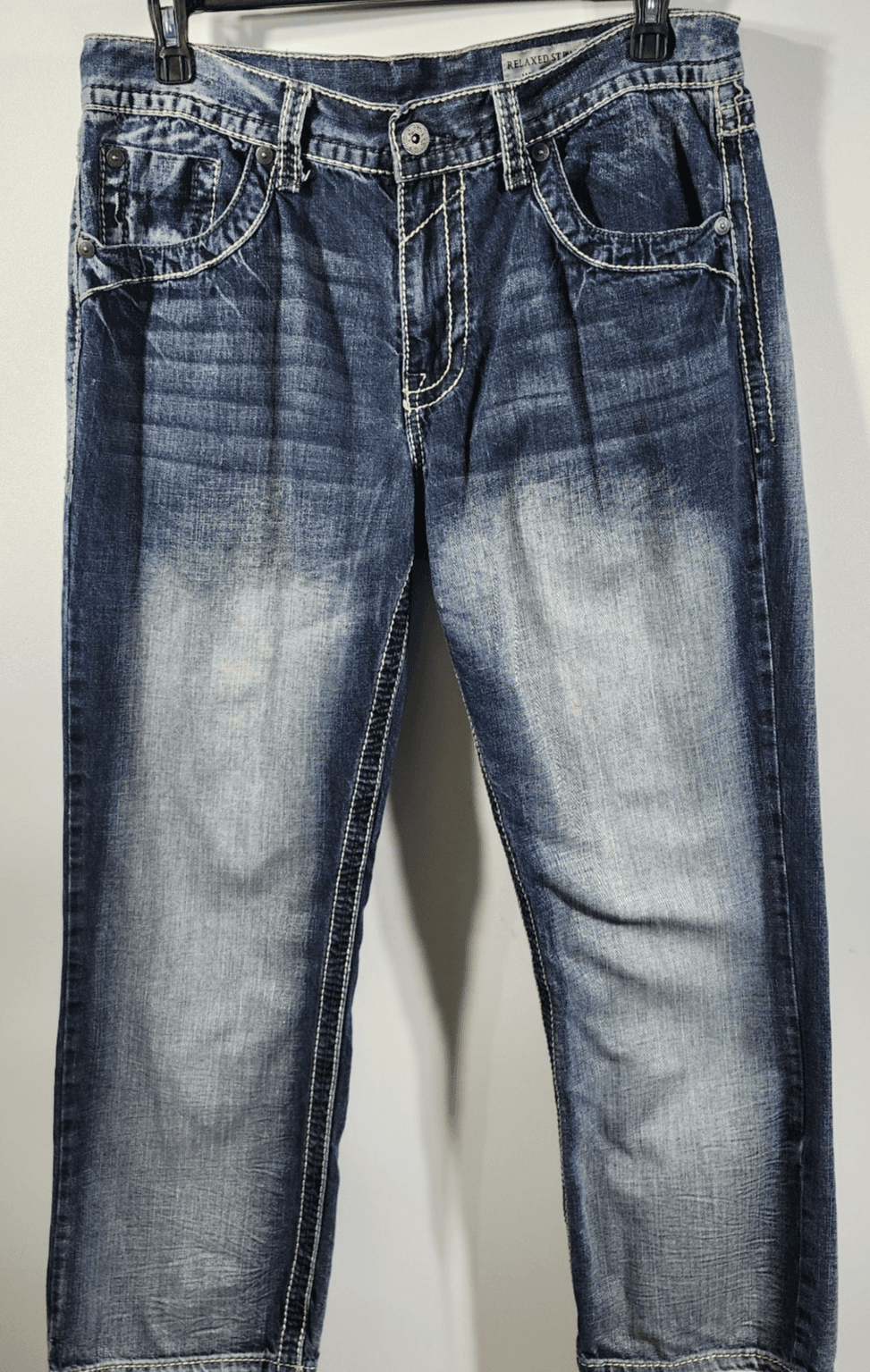 Men's 36x30 Jeans Blue Denim Straight Leg Cotton Faded Glory - Thumbnail 5