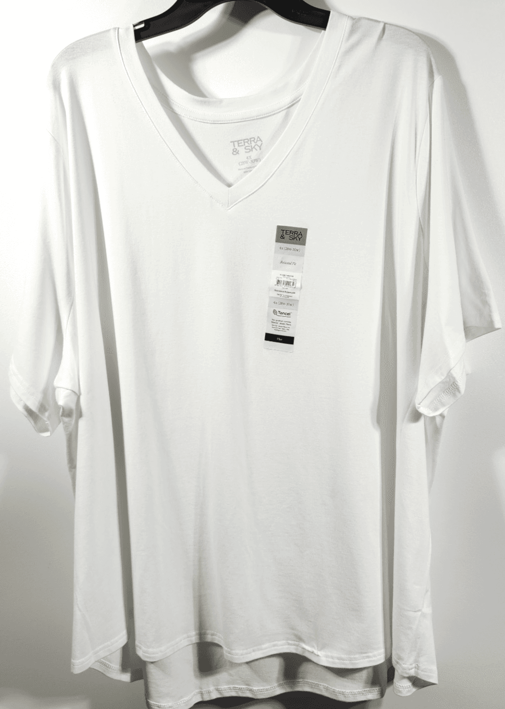 Terra & Sky Women's 4X Plus V-Neck T Shirt Short Sleeve White NEW - Thumbnail 5