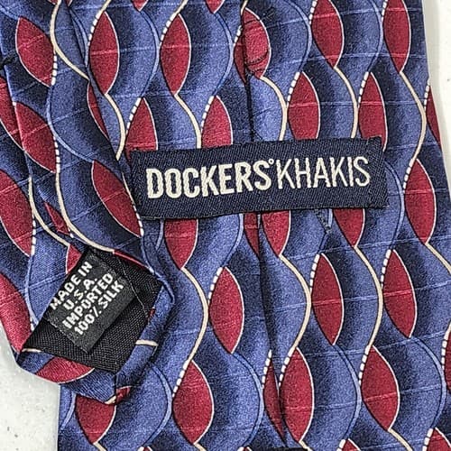 Dockers Mens 100% Silk Neck Tie Blue Red Swirls - Thumbnail 4