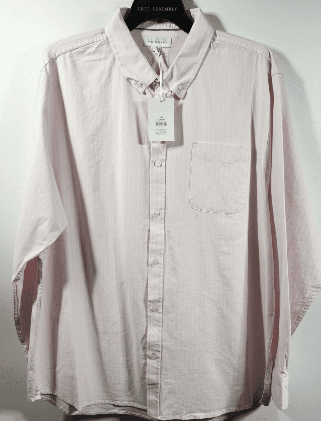 Free Assembly Shirt Men's 3XL Button Up Long Sleeve Oxford Pink White New - Thumbnail 5