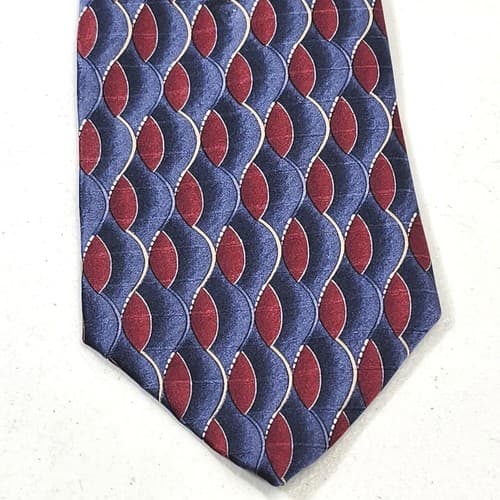 Dockers Mens 100% Silk Neck Tie Blue Red Swirls - Thumbnail 2