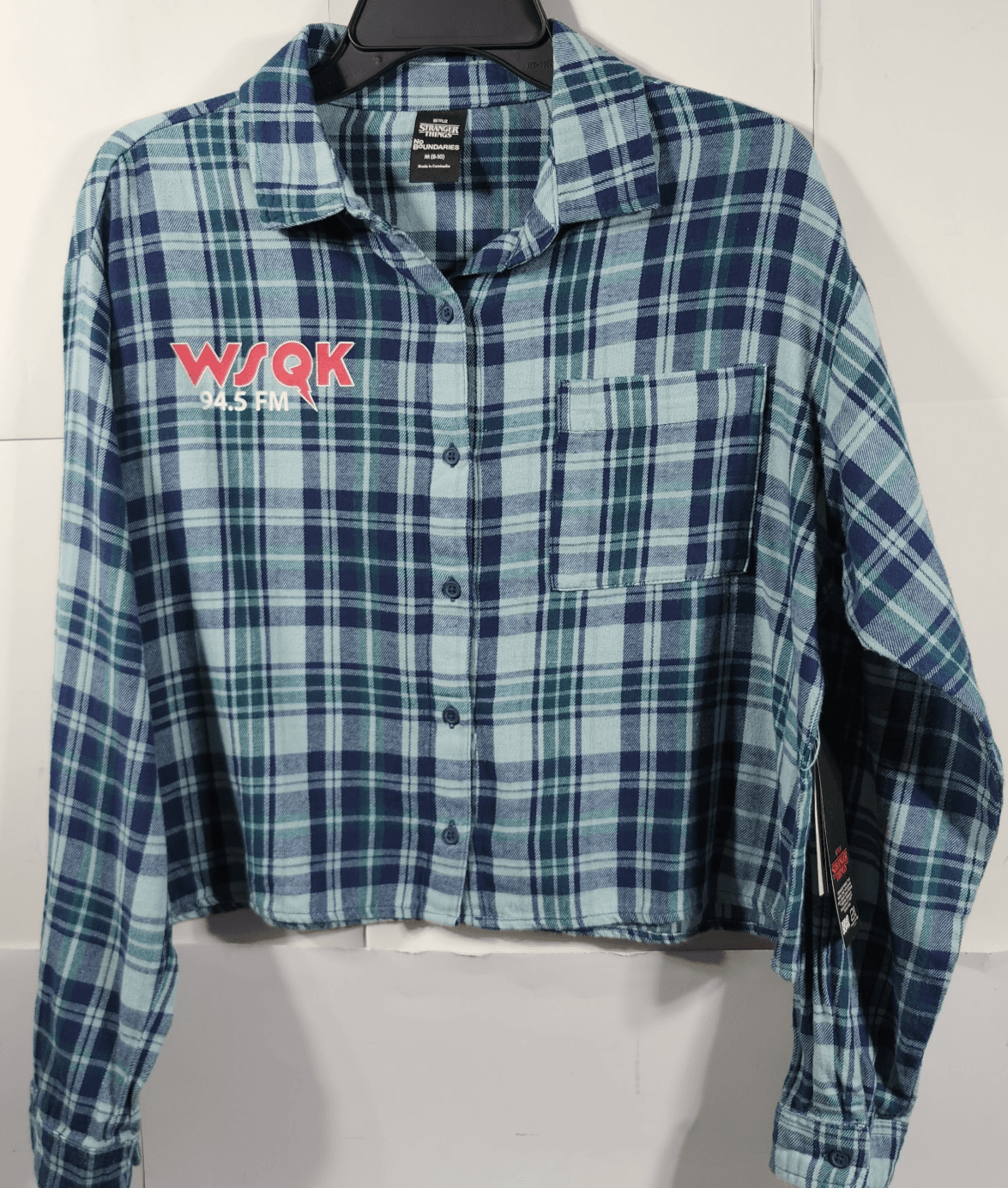 Stranger Things Women's M Shirt WSQK Radio Flannel Button Up NEW - Thumbnail 6