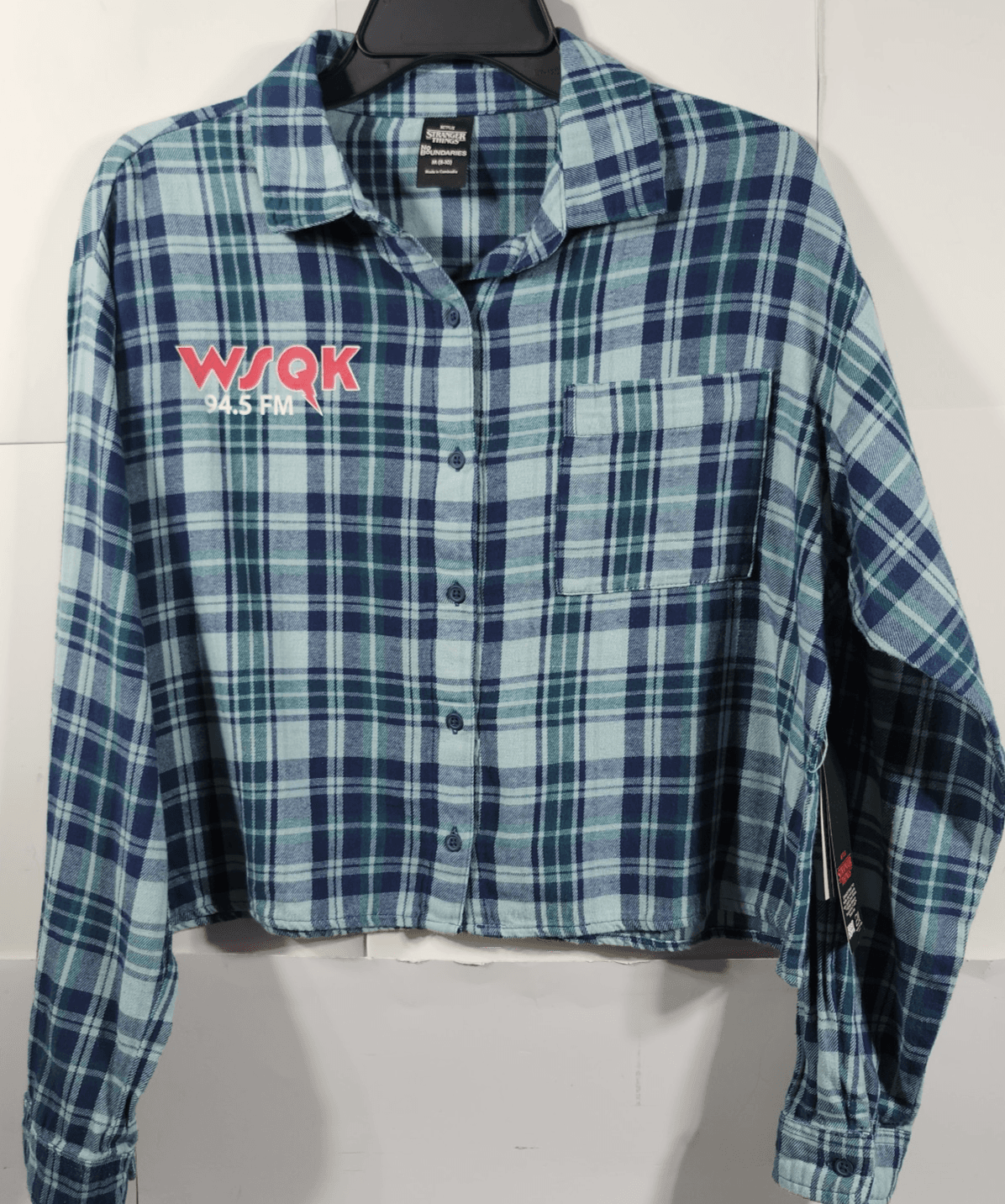 Stranger Things Women's M Shirt WSQK Radio Flannel Button Up NEW - Thumbnail 4