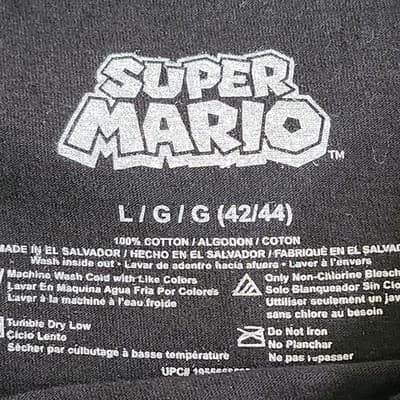 Super Mario Men's Large Graphic T-Shirt Black Short Sleeve Luigi Yoshi - Thumbnail 7