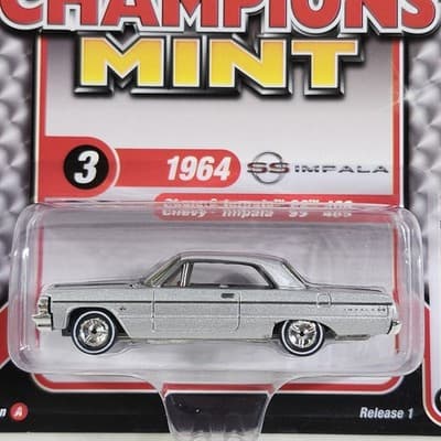 Racing Champions Mint '64 Chevy Impala SS 409 Silver Car 1/64 Toy Vehicle NEW - Thumbnail 2