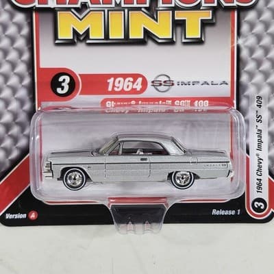 Racing Champions Mint '64 Chevy Impala SS 409 Silver Car 1/64 Toy Vehicle NEW - Thumbnail 3