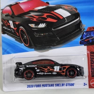 Hot Wheels 2020 Ford Mustang Shelby GT500 Nightspeed Black Car 1/64 Toy NEW - Thumbnail 2