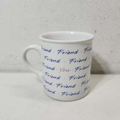 Vintage Hallmark Mug Mates Coffee Cup Mug Friend Design White 1987 - Thumbnail 2