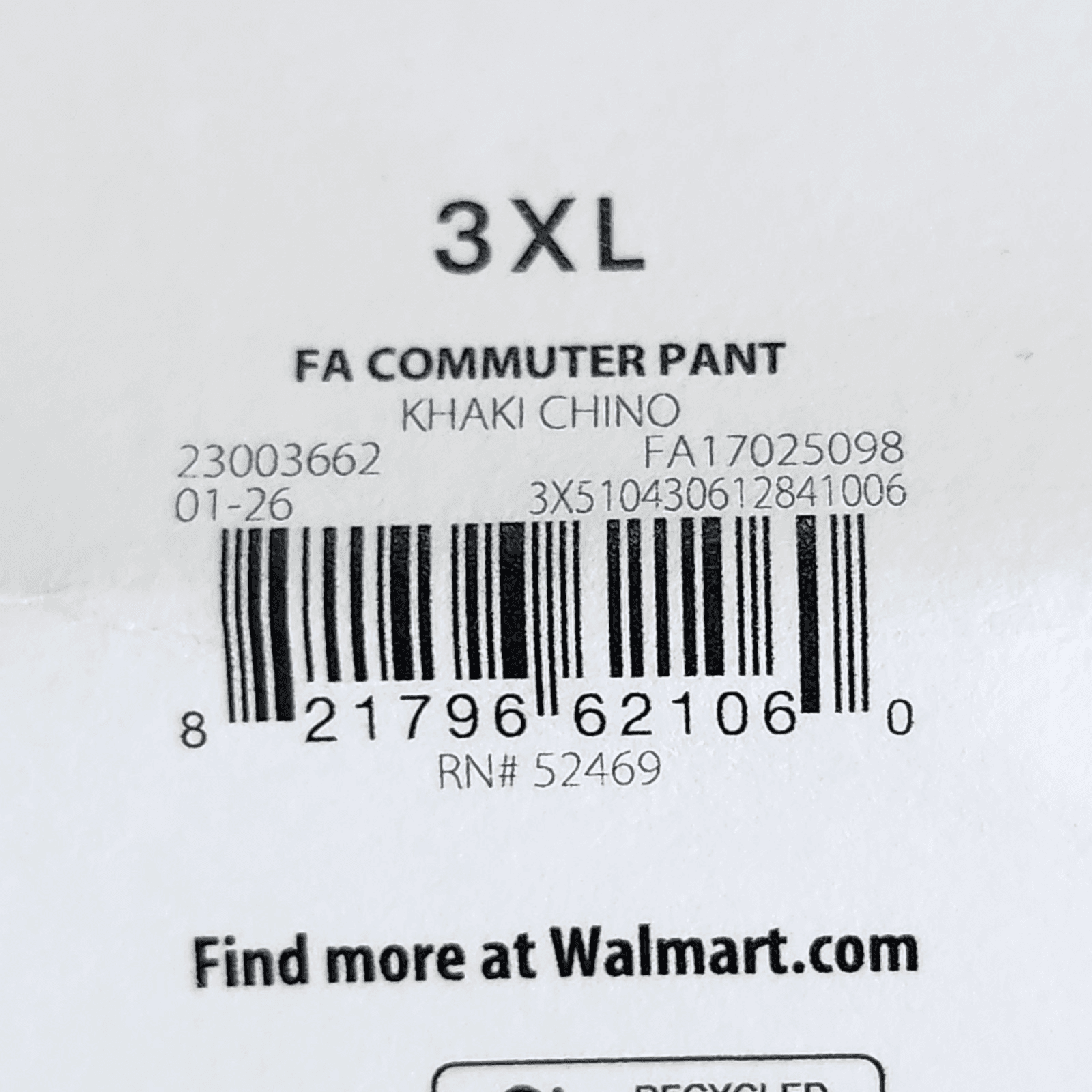 Pants Men's 3XL Brown Khaki Chino Pants Elastic Waist Pockets Free Assembly NEW - Thumbnail 7