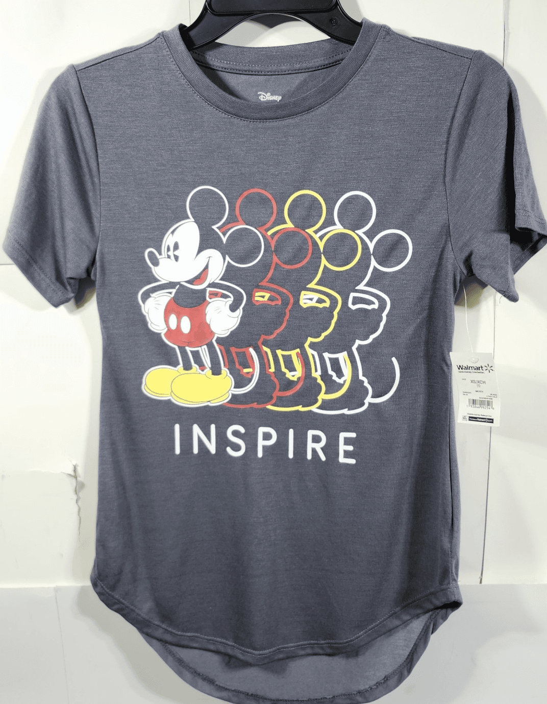 Disney Women's XS Mickey Mouse T-Shirt Cartoon Graphic Gray Short Sleeve NEW - Thumbnail 5