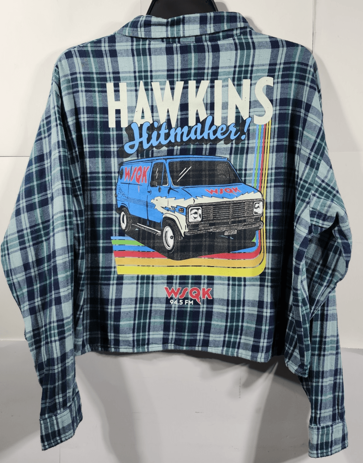 Stranger Things Women's L Shirt WSQK Radio Flannel Button Up NEW - Thumbnail 5