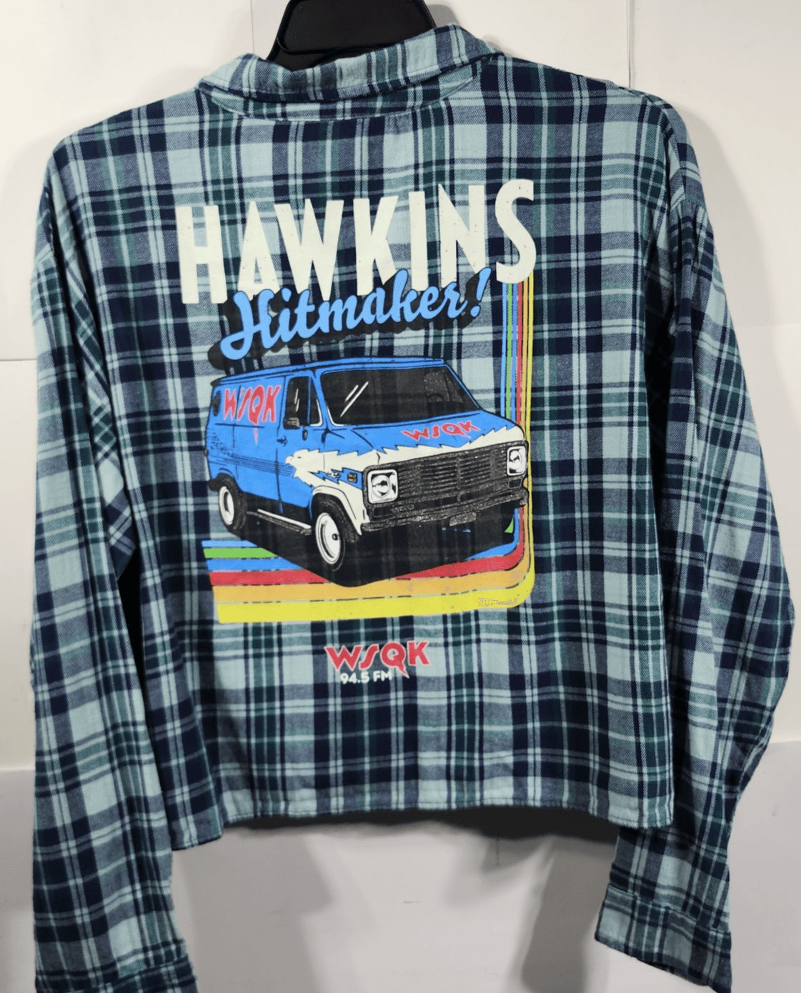 Stranger Things Women's XL Shirt WSQK Radio Flannel Button Up NEW - Thumbnail 5