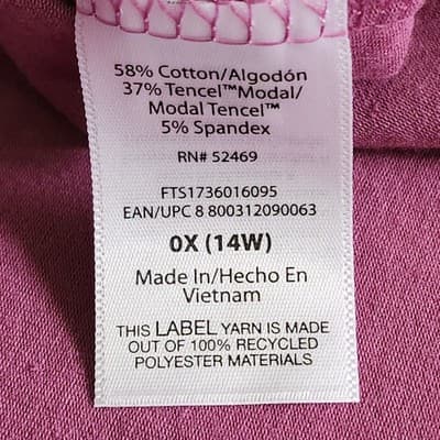 Terra & Sky Women's 0X Plus V-Neck T Shirt Short Sleeve Pink NEW - Thumbnail 9