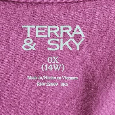 Terra & Sky Women's 0X Plus V-Neck T Shirt Short Sleeve Pink NEW - Thumbnail 8