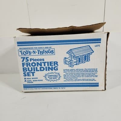 Toys N Things 75 Piece Frontier Building Set L075 Wood Log Set Kids - Thumbnail 3