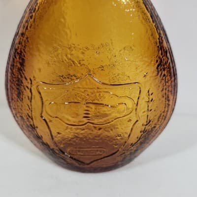 Vintage Amber Brown Glass Union and Eagle Fluted 9 inch Bottle Home Bar Decor - Thumbnail 3