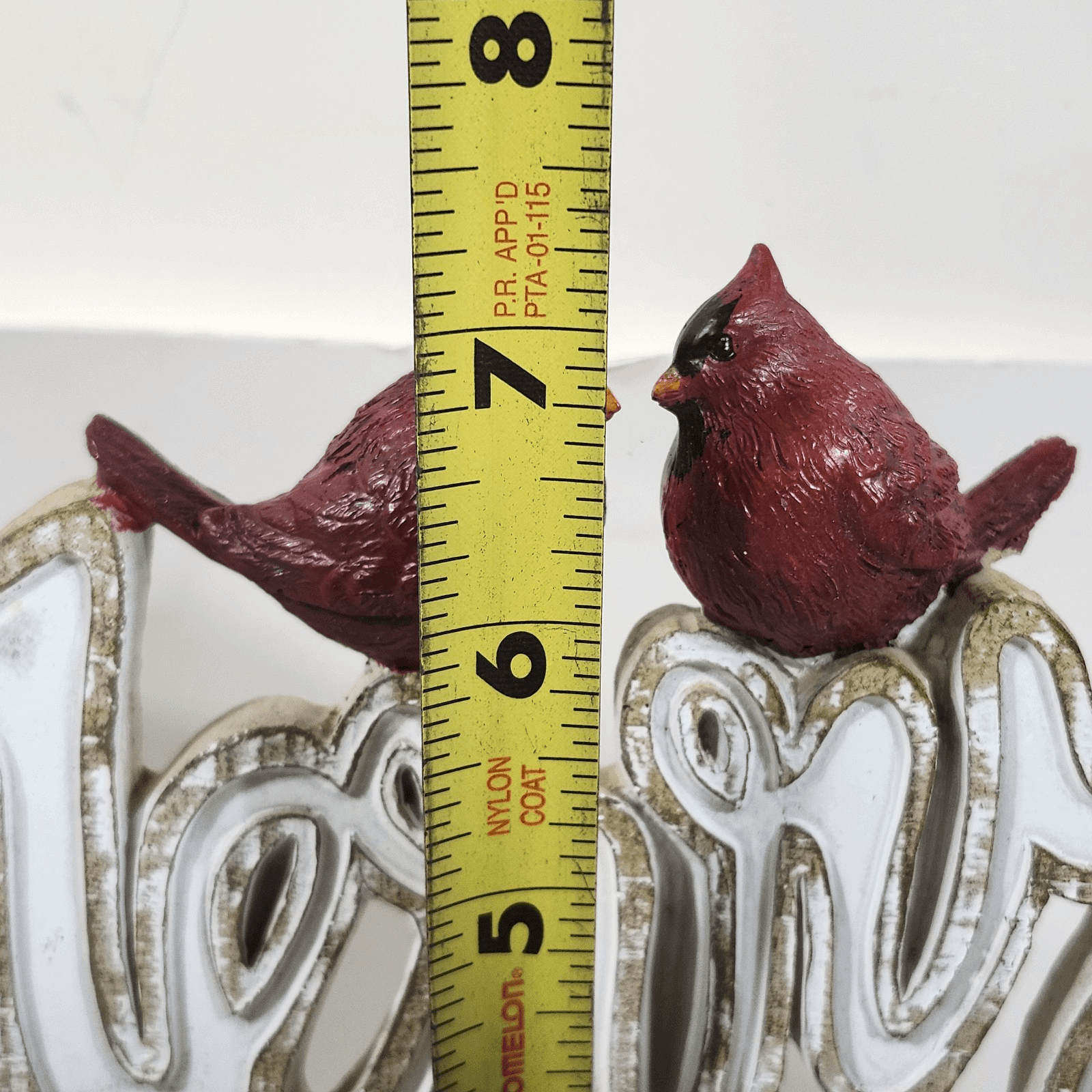 12" Resin Holly Merry Christmas Table Or Shelf Piece W/ 2 Red Cardinals Classic - Thumbnail 7