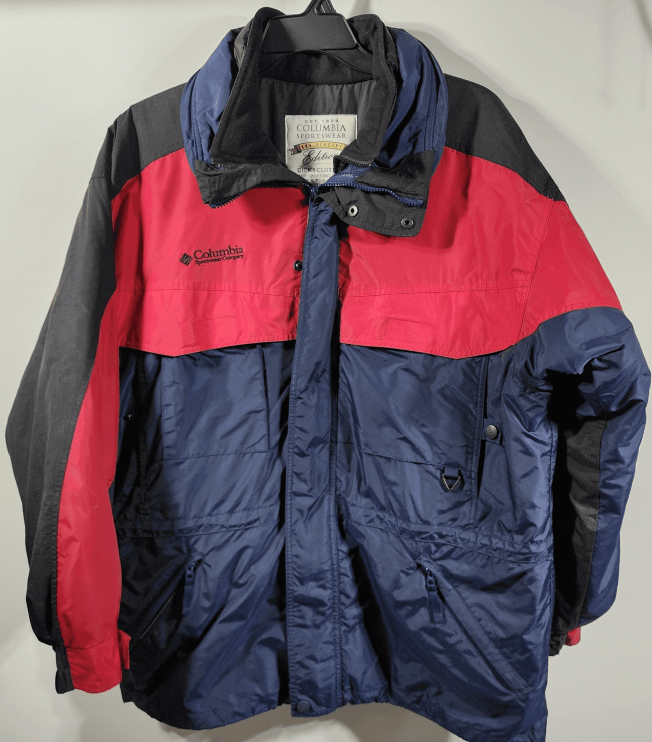 Vintage Columbia Jacket Men's Large Ski Coat Colorblock Blue Red W/Inner Zip Out - Thumbnail 5