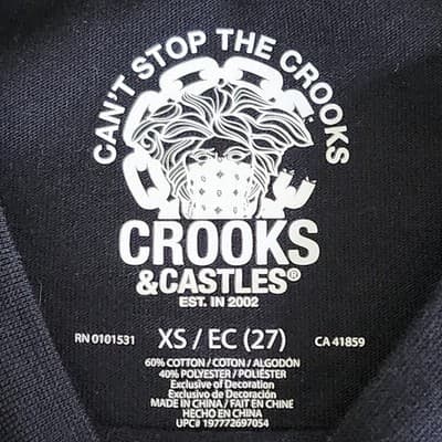 Crooks & Castles Men's XS T-Shirt Black Short Sleeve Ruling Elite Graphic NEW - Thumbnail 7