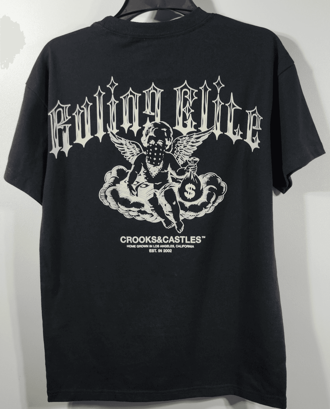Crooks & Castles Men's XS T-Shirt Black Short Sleeve Ruling Elite Graphic NEW - Thumbnail 4
