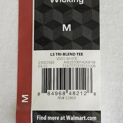 Men's T-Shirt Size Medium White Long Sleeve Athletic Works Moisture Wicking - Thumbnail 7