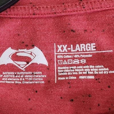 Super Batman T-Shirt Men's XXL Red Short Sleeve Graphic Superhero Tee - Thumbnail 7
