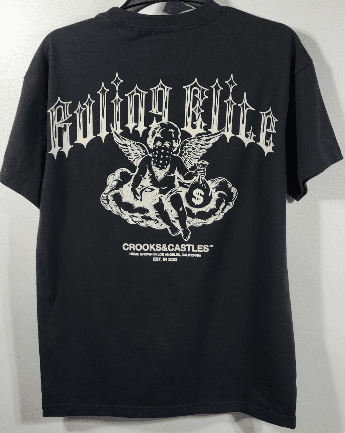 Crooks & Castles Men's XS T-Shirt Black Short Sleeve Ruling Elite Graphic NEW - Thumbnail 6