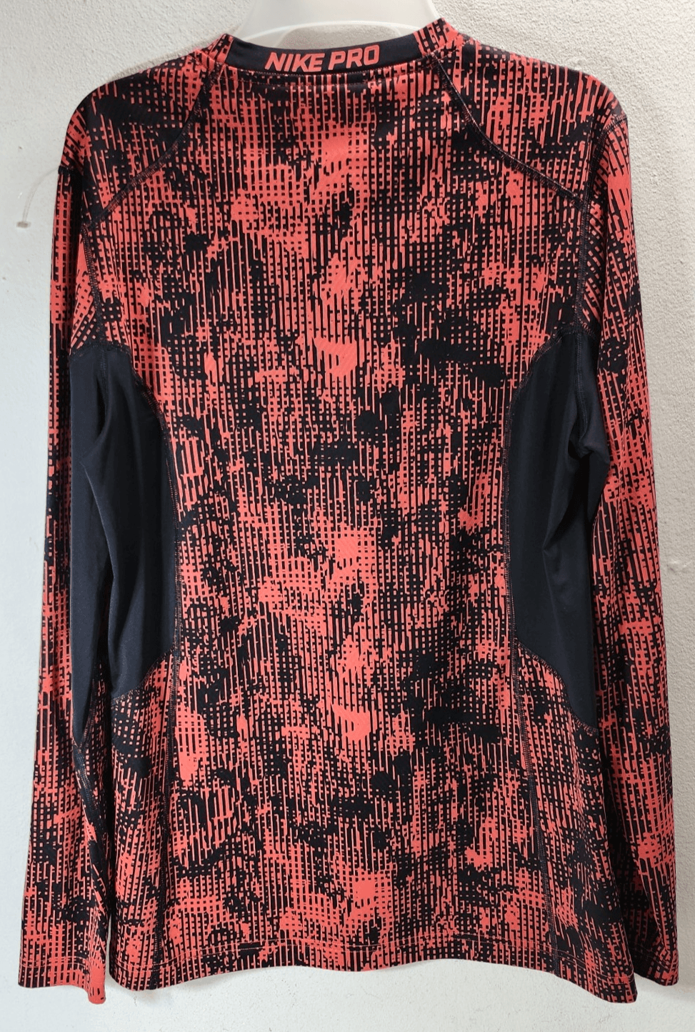 Nike Shirt Mens Medium Red Black Printed Pro Combat Drifit Compression Hyperwarm - Thumbnail 4