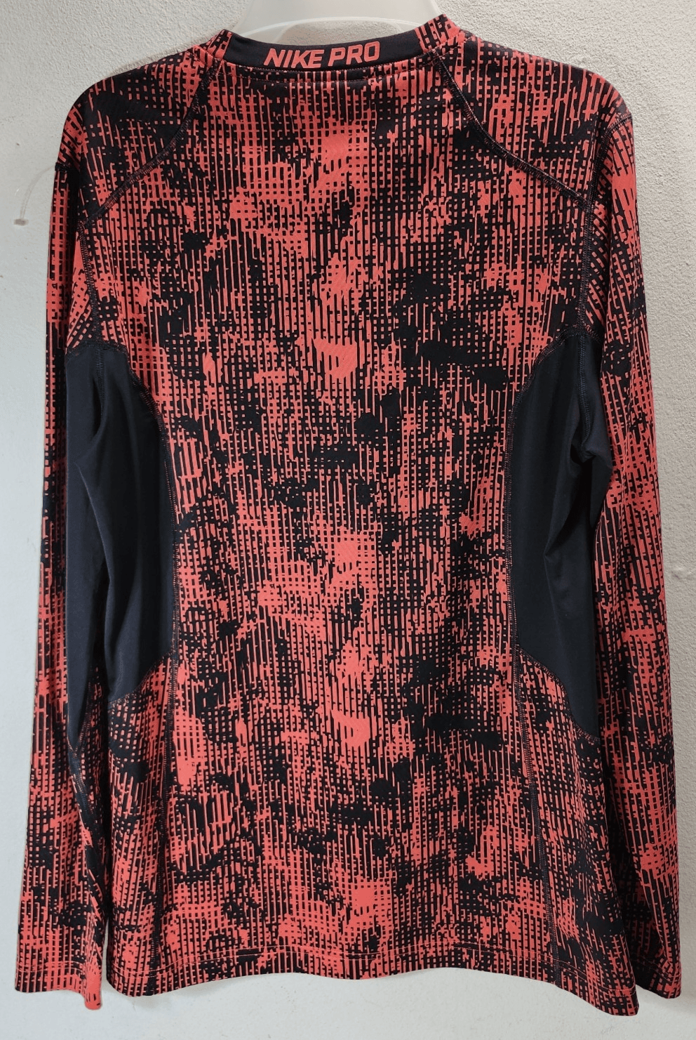 Nike Shirt Mens Medium Red Black Printed Pro Combat Drifit Compression Hyperwarm - Thumbnail 6