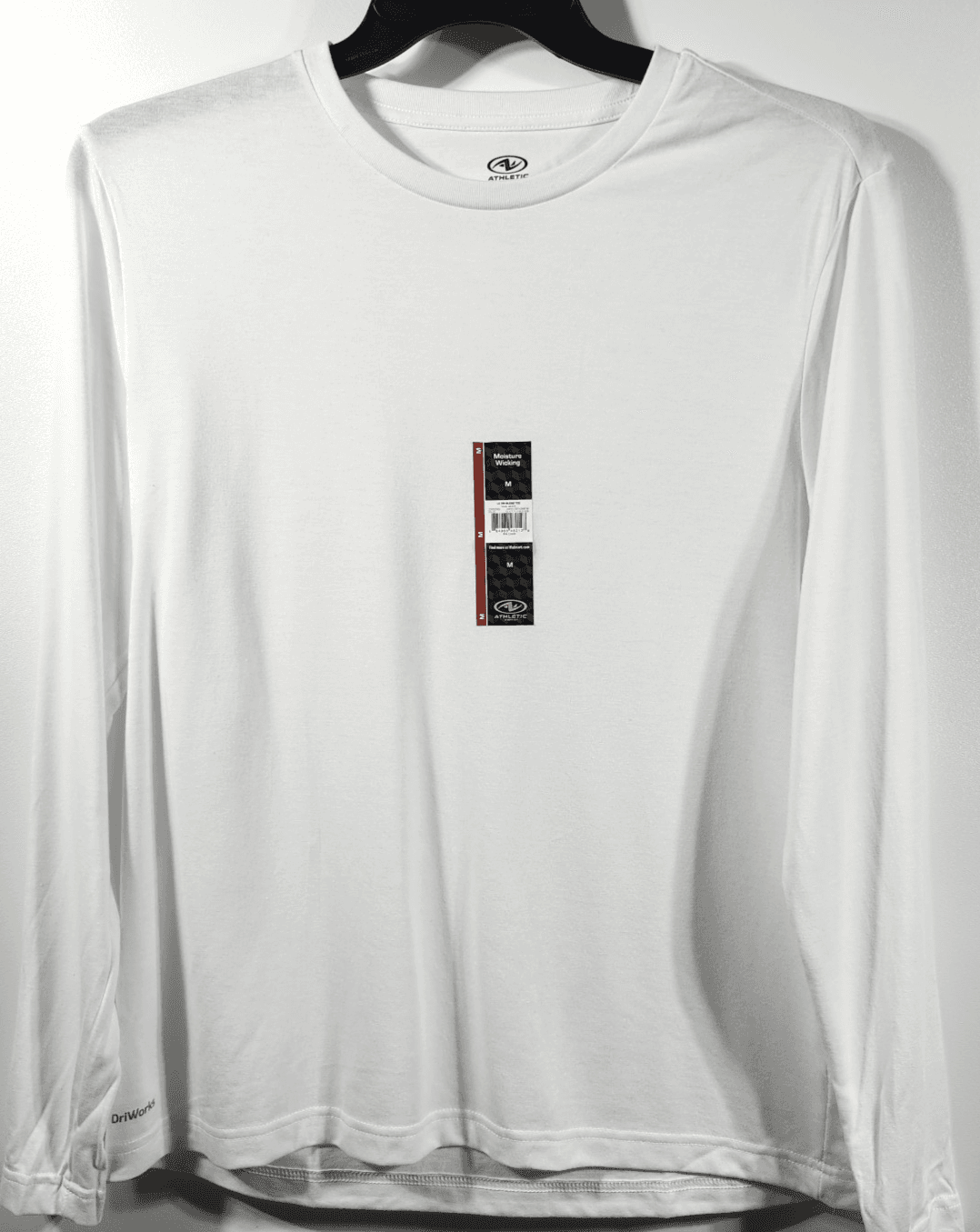 Men's T-Shirt Size Medium White Long Sleeve Athletic Works Moisture Wicking - Thumbnail 5