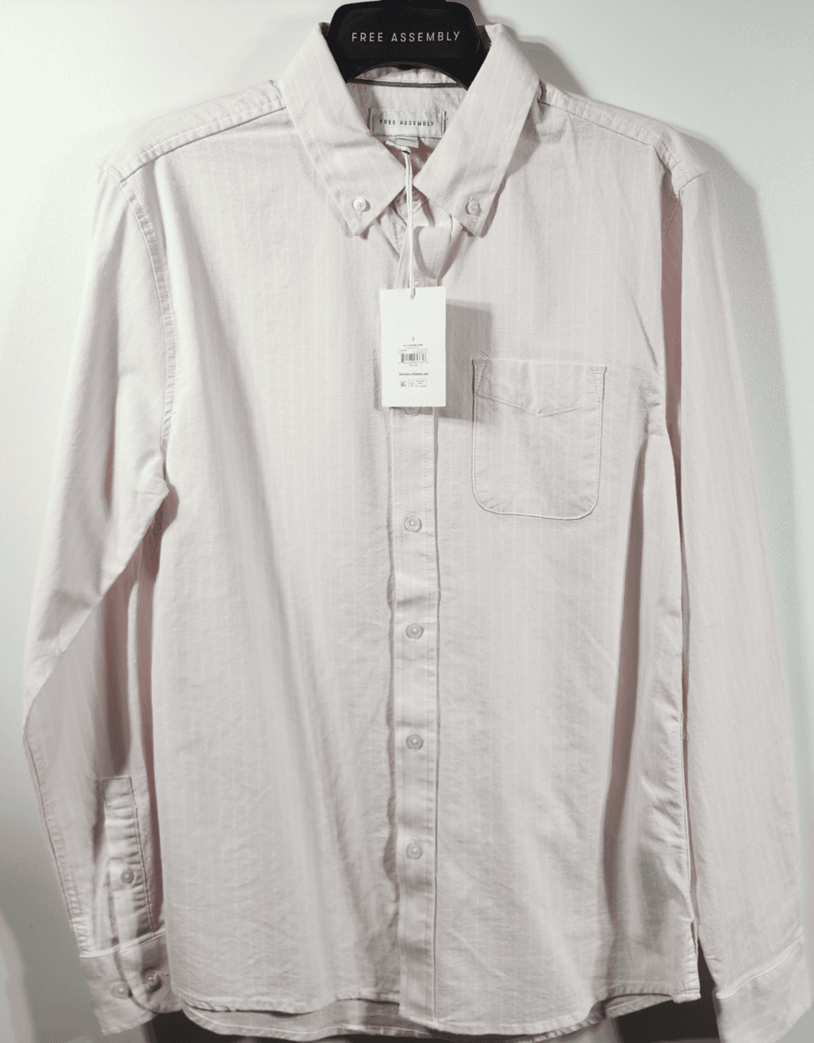 Free Assembly Shirt Men's S Button Up Long Sleeve Oxford Pink White New - Thumbnail 5