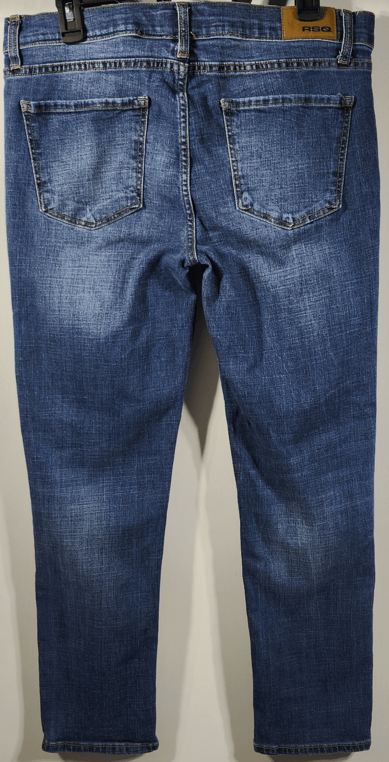 RSQ Slim Straight Jeans Size 33x30 Men's Mid Rise Blue Denim - Thumbnail 4